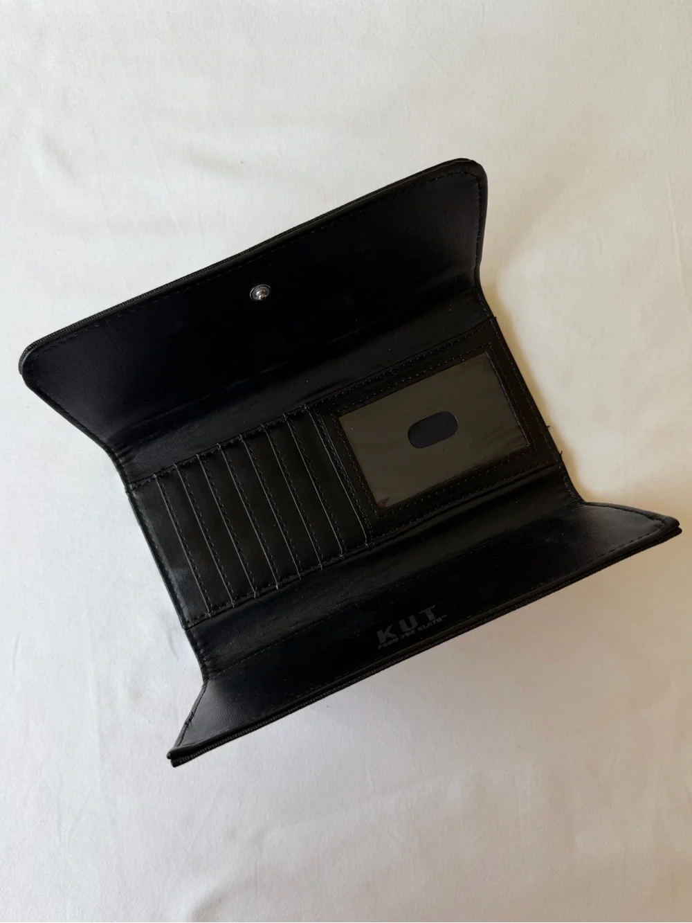 NWOT Kut From The Kloth Black & White Striped Vegan Leather Slim Wallet